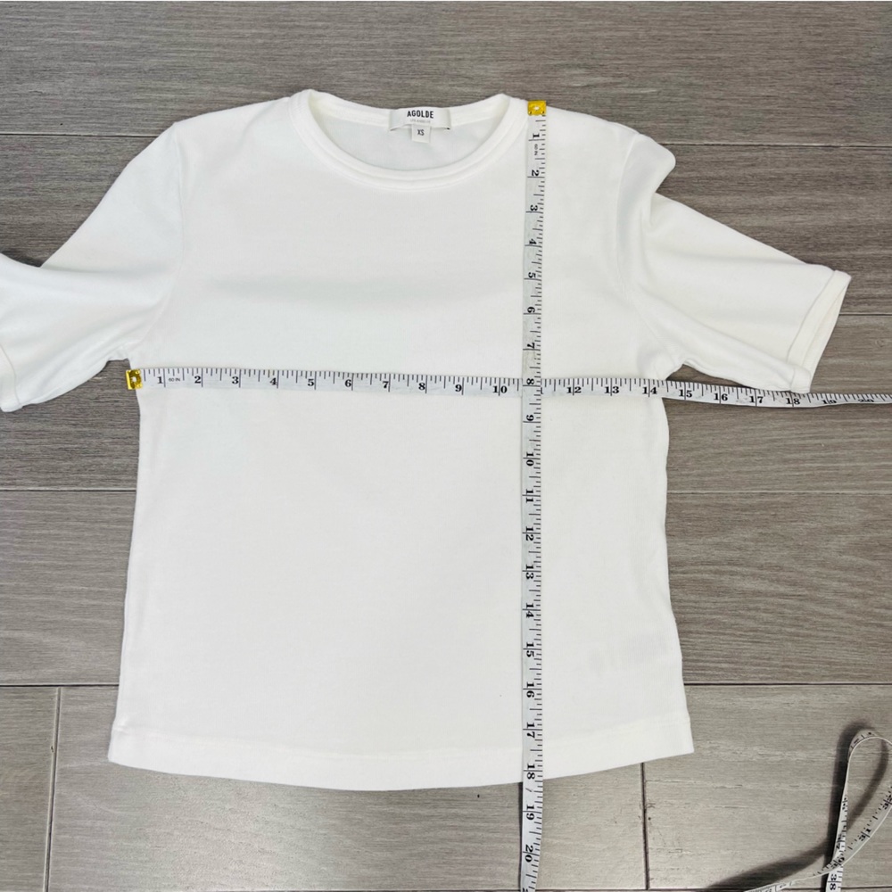 AGOLDE Relaxed Rib Tee In White Crop Crew Neck Basic Minimalist A7084-1096 XS - Picture 9 of 11